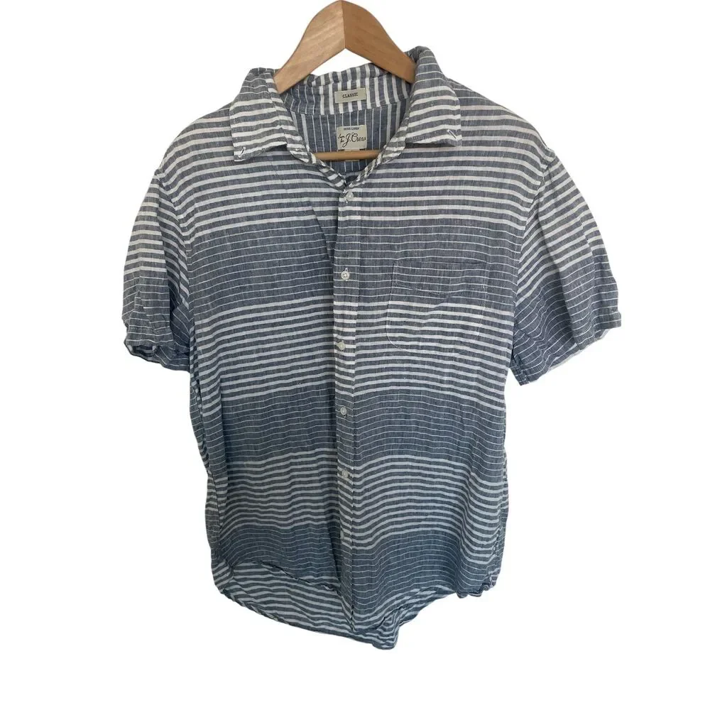 J.Crew Mens Irish Linen Top Sz L Coastal Preppy Old Money Euro Summer Neutral